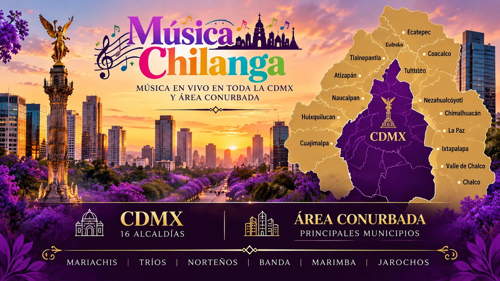 Música Chilanga: cobertura musical en las 16 alcaldías de Ciudad de México y municipios conurbados del Estado de México