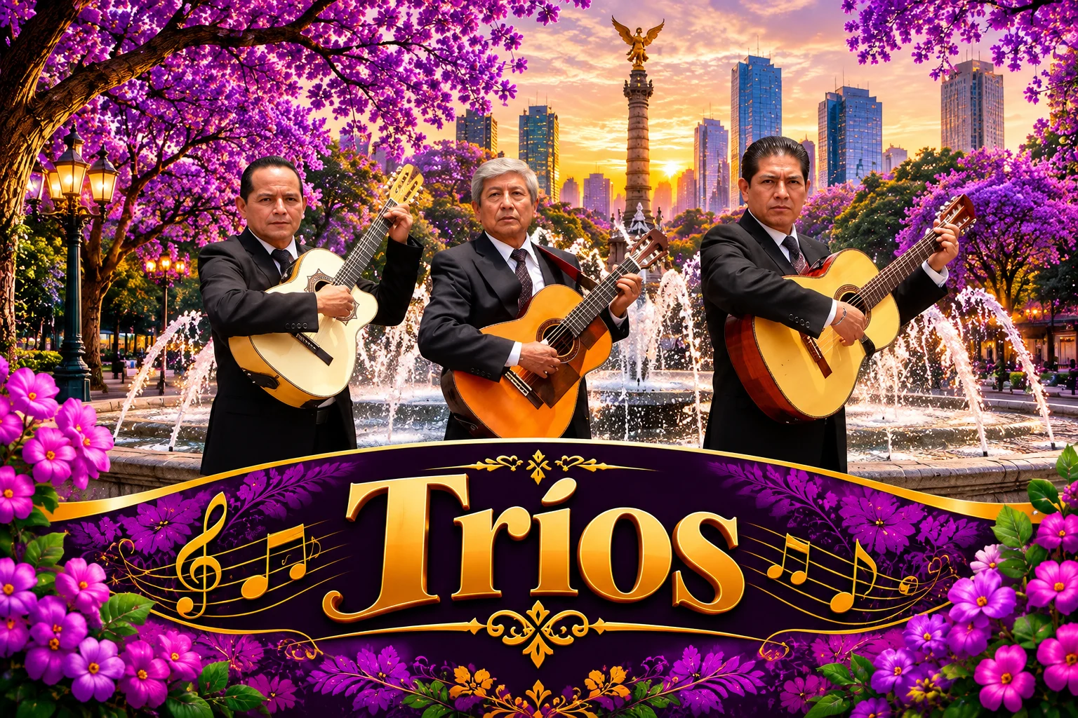 Trío musical de guitarras para serenatas románticas y boleros