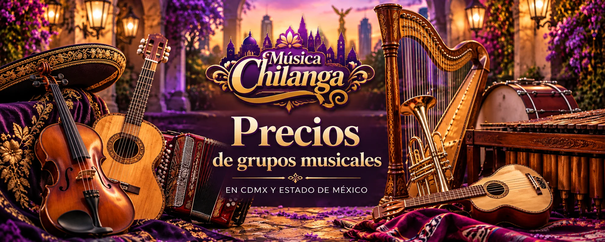 Música Chilanga: precios de grupos musicales en CDMX y Estado de México, con instrumentos musicales y arpa